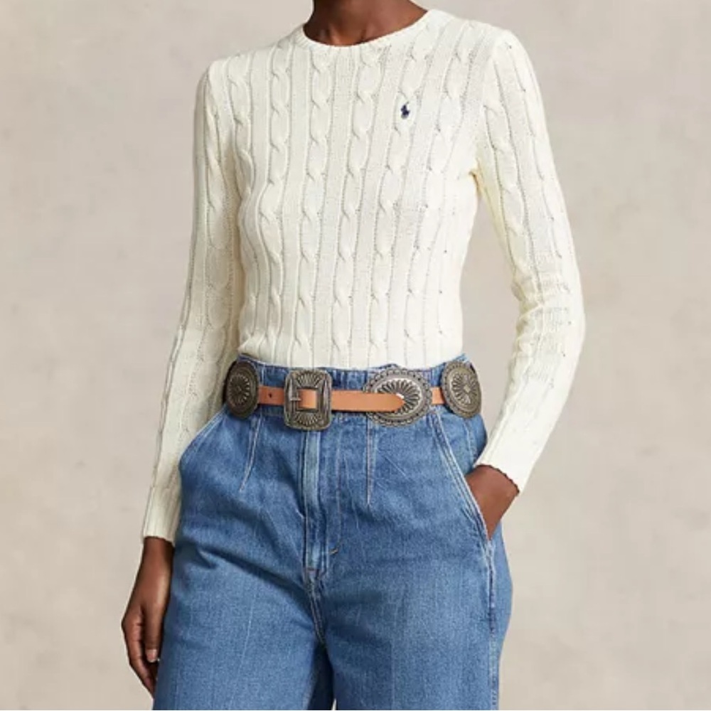 Ralph Lauren Cotton Cable Knit Sweater Cream XL - Picture 2 of 3